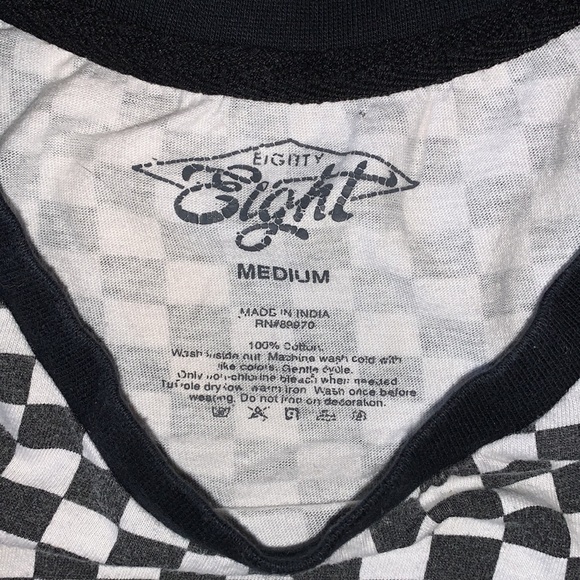 Checkerboard With Embroidered Rose T Shirt Men’s M - Picture 2 of 3